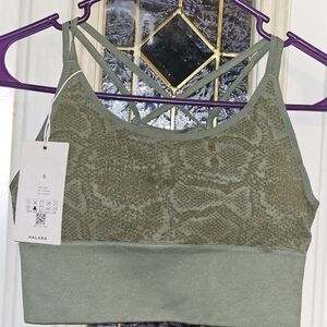 HALARA Olive Green Snake-Print Racerback Sports Bra